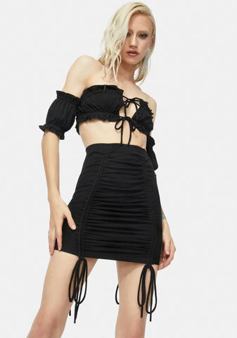 Anything U Want Ruched Skirt Set