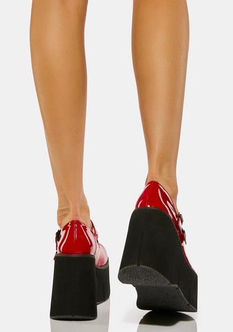 Red Patent Dollhaus Platform Mary Janes