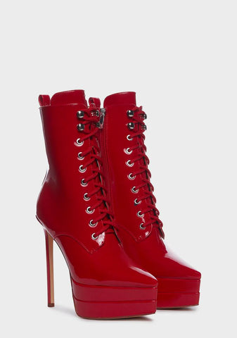 Red Ebony Platform Stiletto Boots