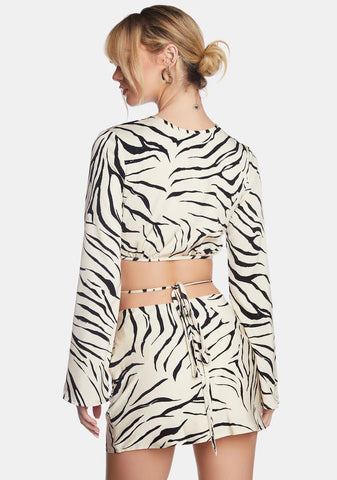 Zebra Cream Skirt Set