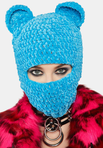 Blue Chenille Bear Balaclava
