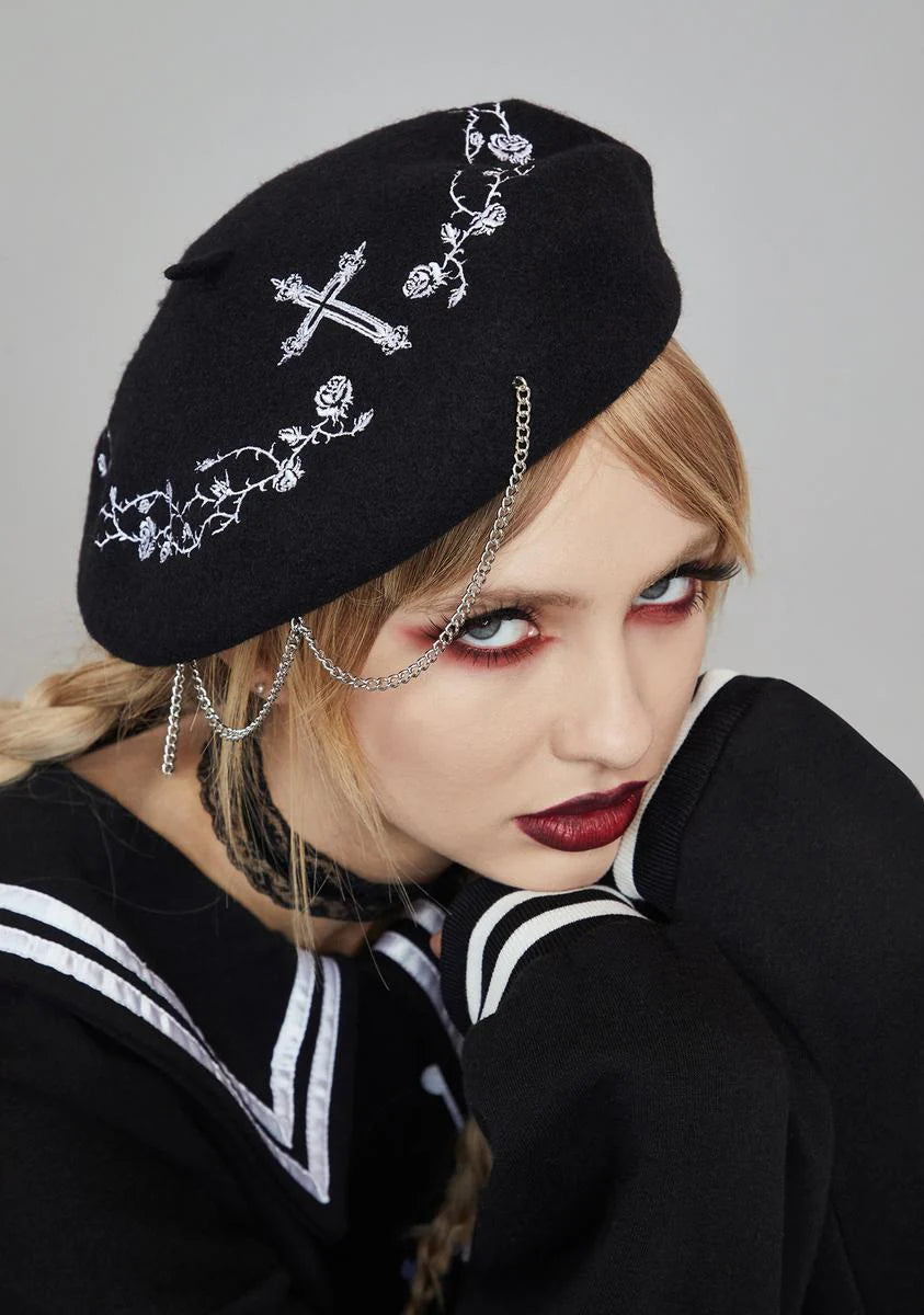 Never Gonna Fit In Embroidered Beret