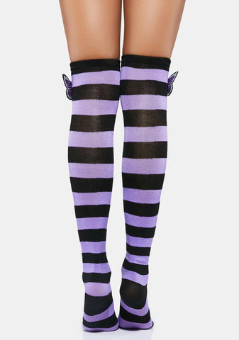Violet Monarch Wonder Striped Knee High Socks