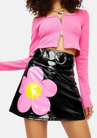 Diggin' Ur Stems Flower Applique Mini Skirt