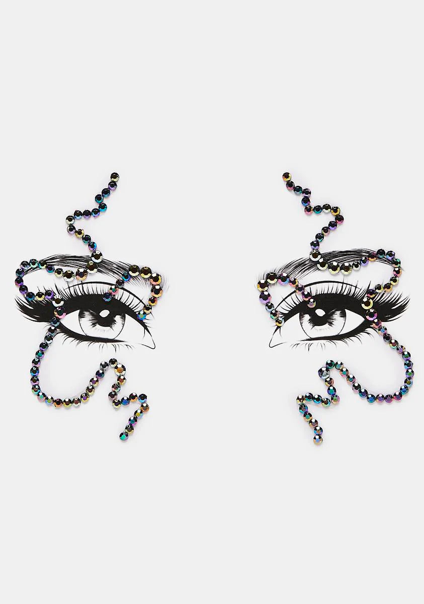 Black Squiggly Rhinestone Face Gems