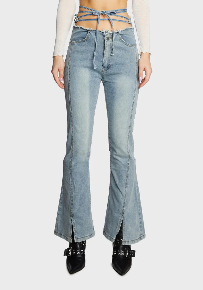 Waist Tie Denim Pants