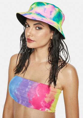 Neon Clouds Tie Dye Reversible Bucket Hat