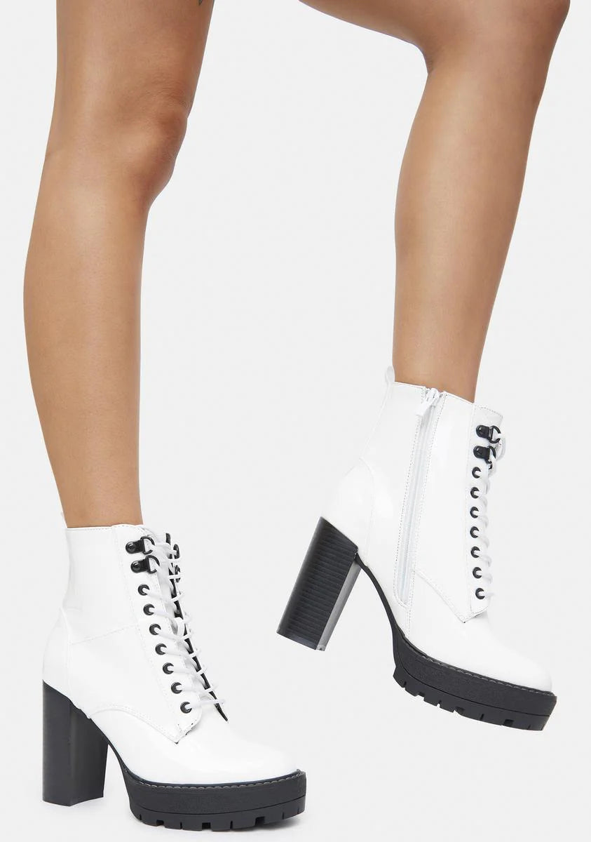 White Patent Asa Heeled Boots