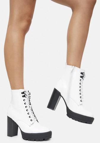 White Patent Asa Heeled Boots