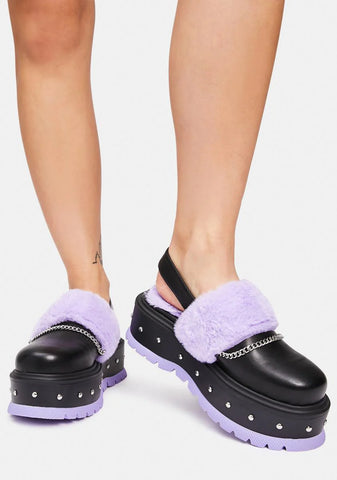 Purple Chibi Faux Fur Sandals