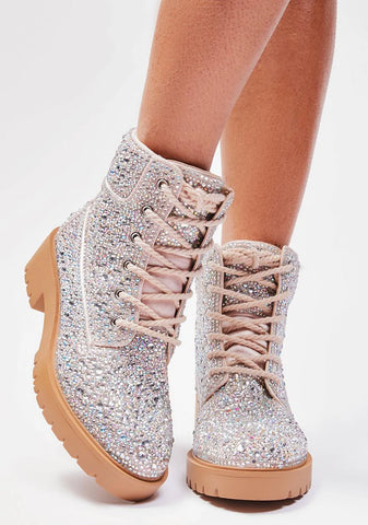 Rhinestone Hudson Combat Boots