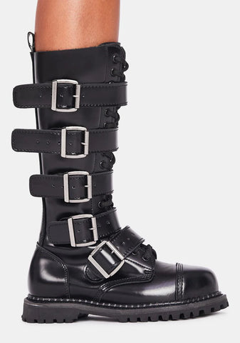 Riot-18BK  Unisex Knee High Boots