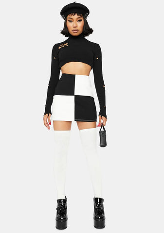 And Checkmate Bodycon Mini Skirt