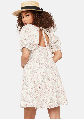 In The Garden Puff Sleeve Mini Dress