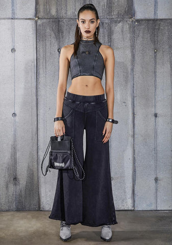 Snare Washed Black Wide Leg Pants
