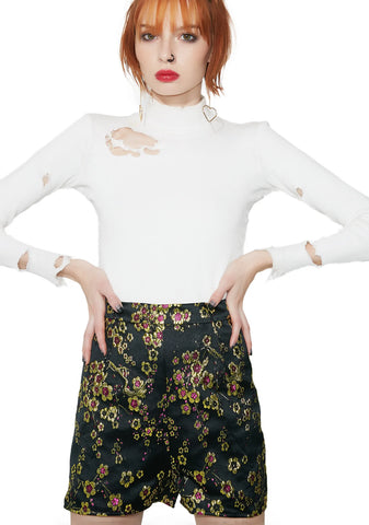 Fall Bloom Embroidered Shorts