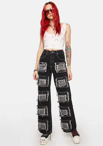 Charcoal Rubic Baggy Jeans