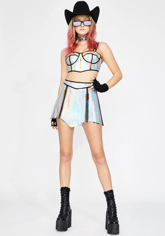 Chrome Opulent Empress Hologram Skirt