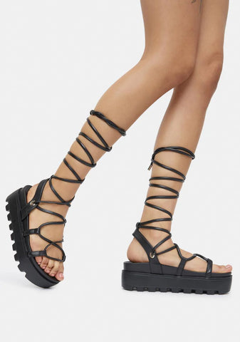 Noir Go All Out Lace Up Platform Sandals