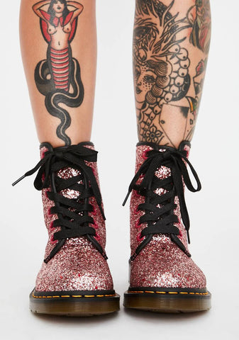 Pink 1460 Farrah Glitter Boots