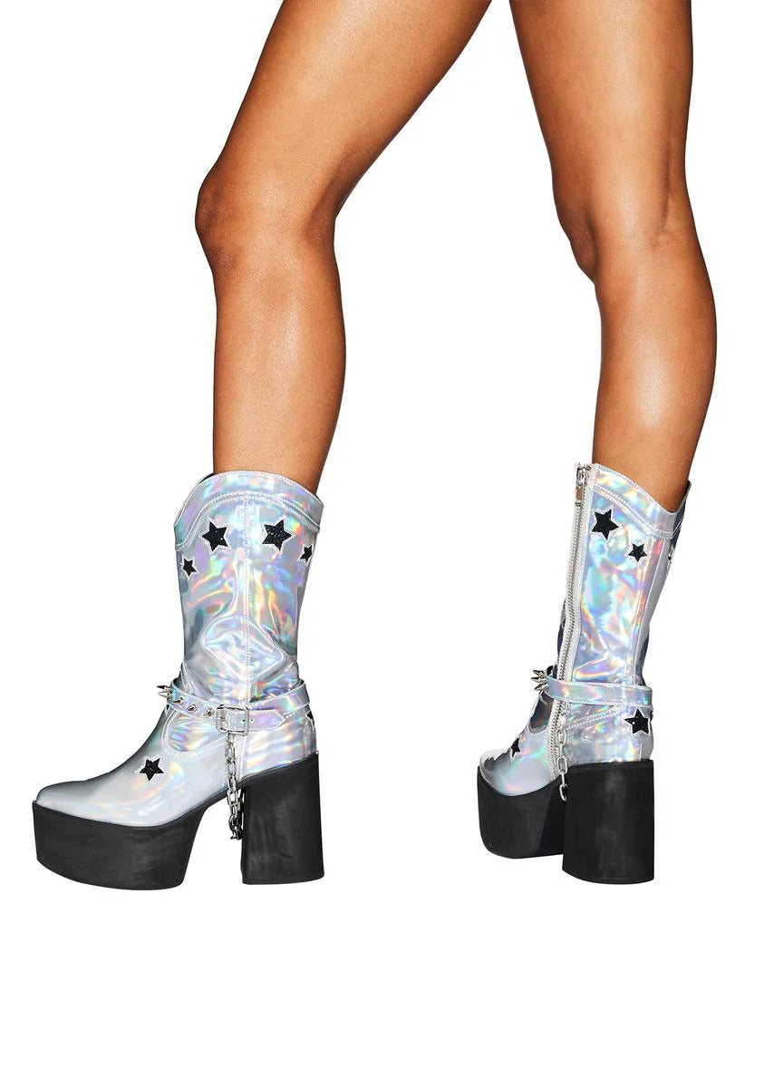 Radioactive Rodeo Holographic Cowboy Boots
