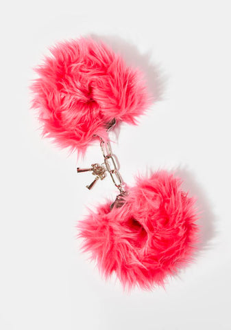 Pink Real Furry Handcuffs