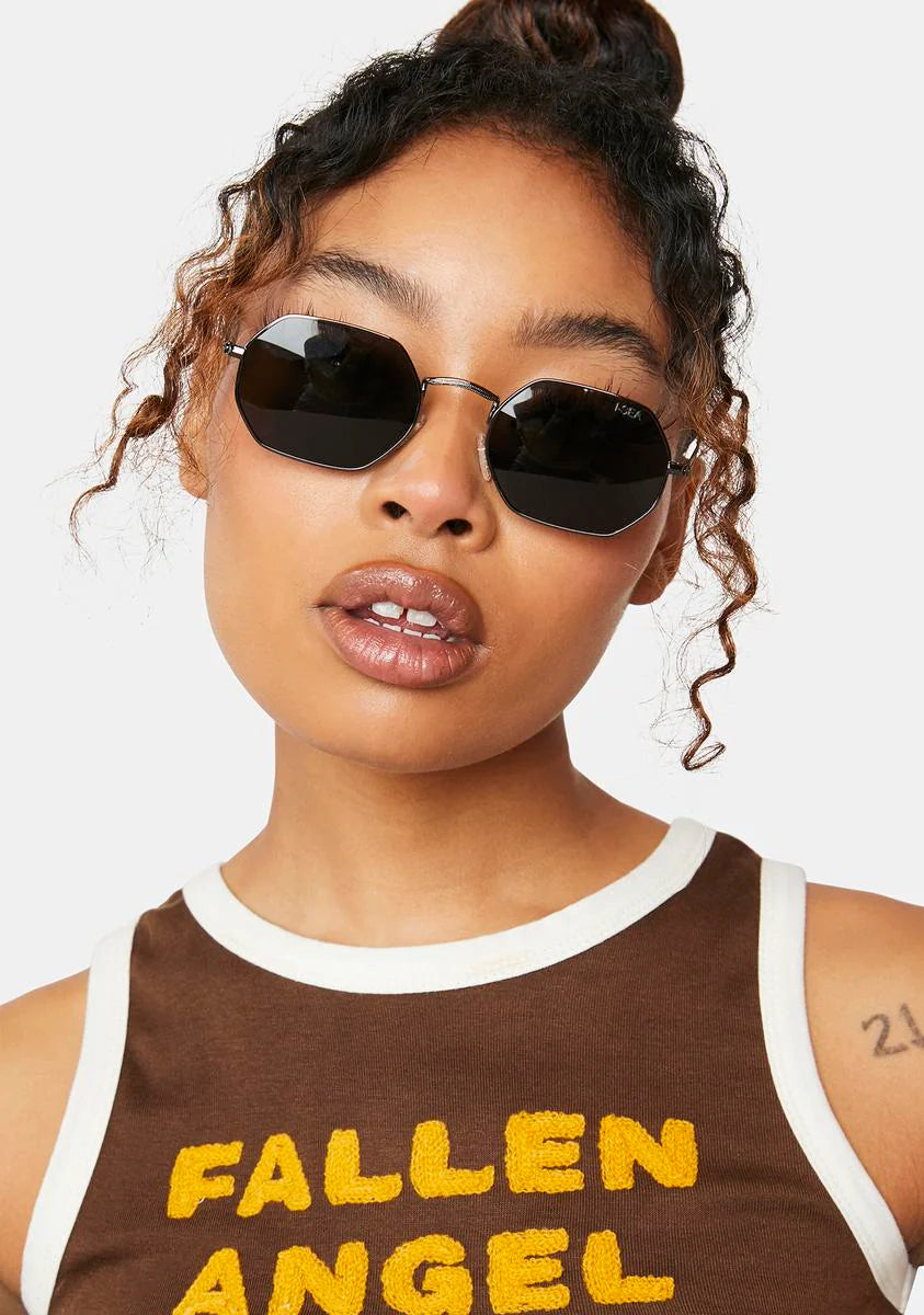 Jones Gunmetal Oval Sunglasses