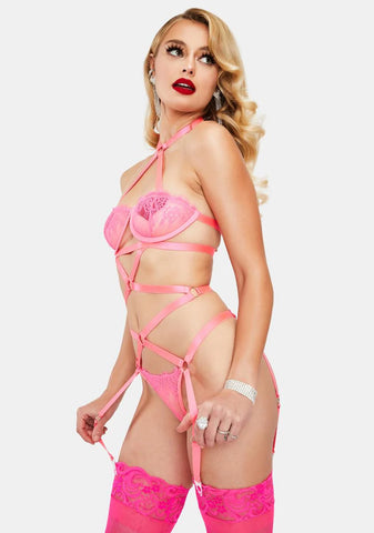 Sweet Flirt Alert Strappy Garter Teddy