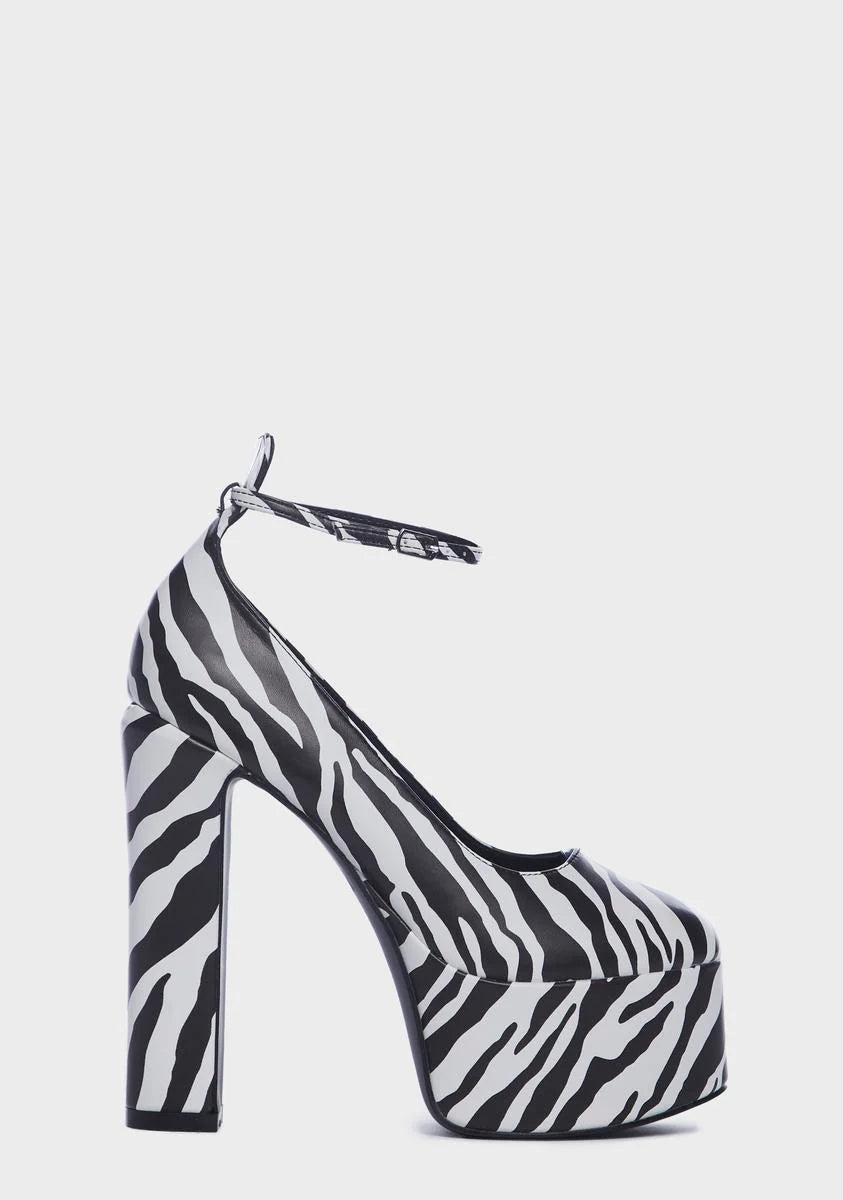 Zebra Donatella Platform Heels