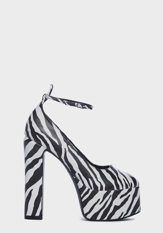 Zebra Donatella Platform Heels