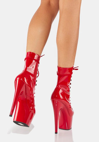 Adore-1020 Platform Ankle Boots-Red