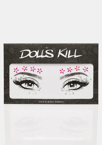 Pink Flower Girl Rhinestone Face Gems