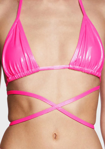 Pink Shimmer Triangle Bra Top