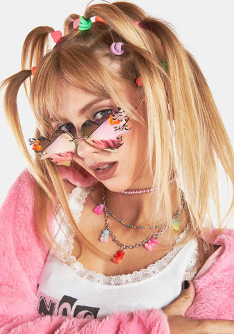 Venus Rainbow Mirrored Heart Sunglasses