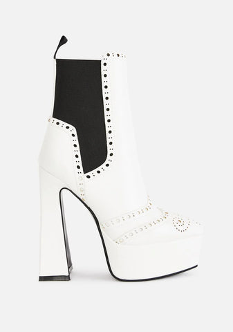 White Lost Control Platform Boots