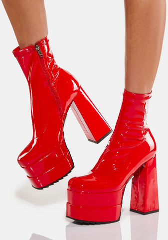 Red Cassette Platform Boots