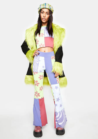 Season's Greetings Patchwork Flare Pants