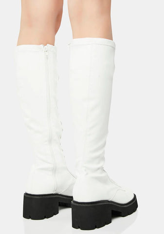 White Bobbi Knee-High Boots