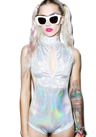 White Rainbow Hologram Zero Suit