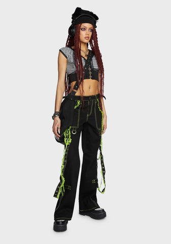 Green Lace Dark Street Pants