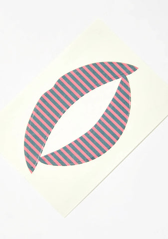 Hot Pink N' Black Stripes Lip Applique