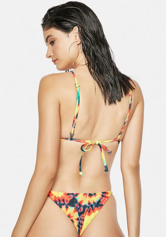 The Golden Girl Tie Dye String Bikini Top