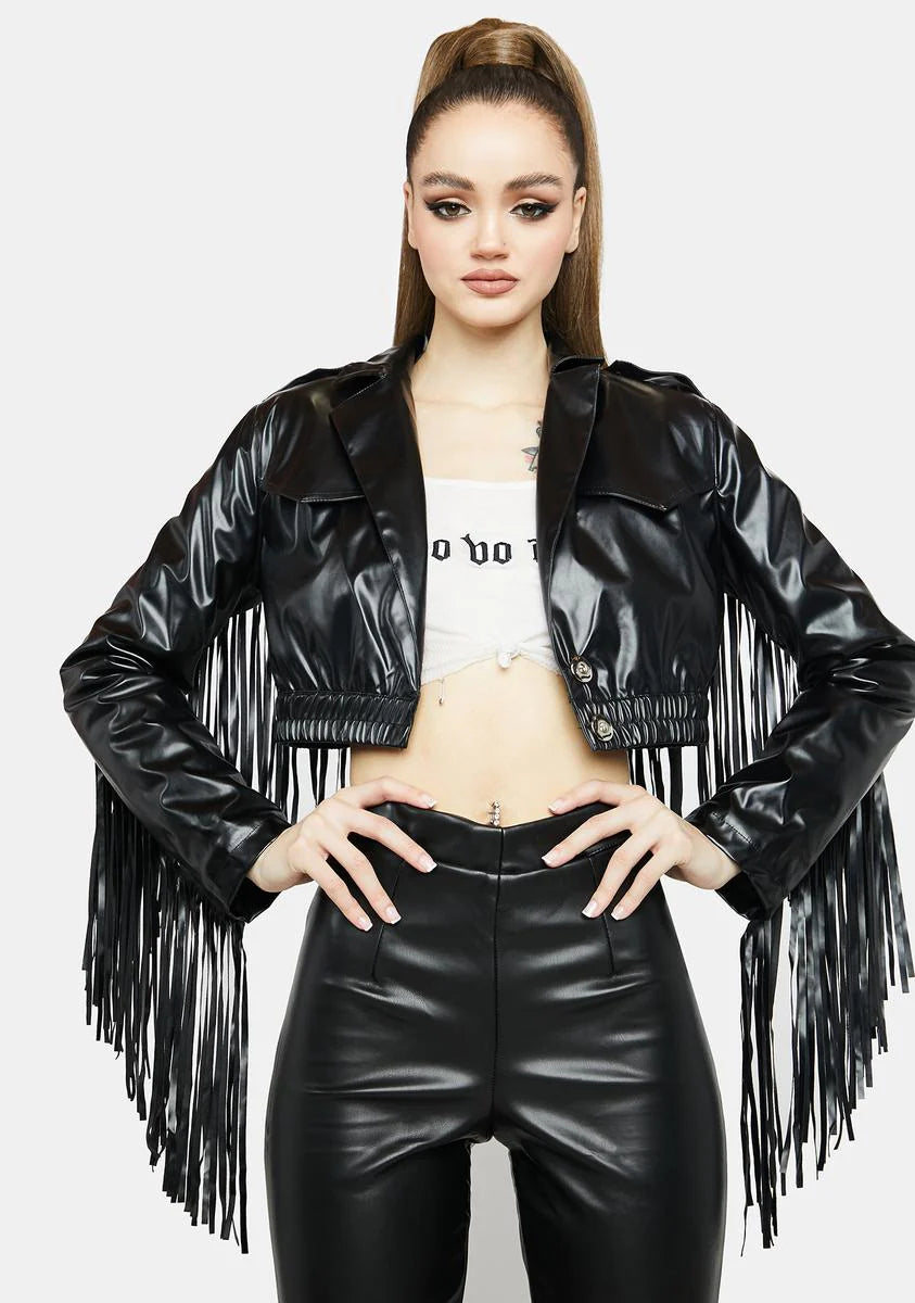 Victim Of Cool Fringe Moto Jacket