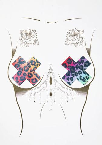 Cheetah Rainbow Cross Pasties