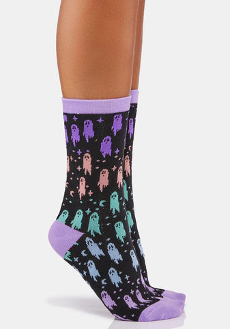 Rainbow Ghost Crew Socks