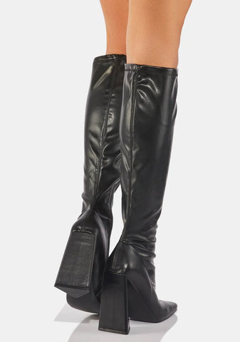 Noir Room For One Knee High Boots