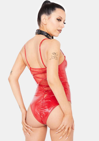 Cherry Demand My Love Vinyl Bodysuit
