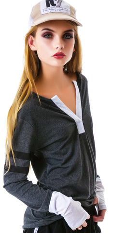 Nice To Meet You Henley Shirt - Light Blue