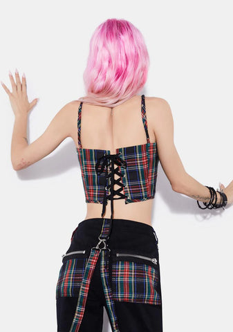 Riot Squad Plaid Corset Top