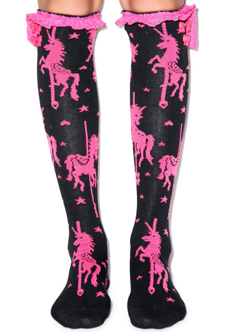 Unicorn Carousel Eyelet Knee Sock